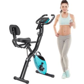 Folding Exercise Bike, Fitness Upright and Recumbent X-Bike with 16-Level Adjustable Resistance, Arm Bands and Backrest (Color: Green)