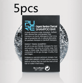Hand-Extracted Soap Shampoo Bamboo Charcoal Shampoo Soap (Option: 5Pcs)