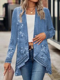Shawl Small Suit Cardigan Outer Wear Ethnic Style (Option: Blue-XL)